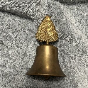 VINTAGE BRASS BELL WITH CHRISTMAS TREE HANDLE